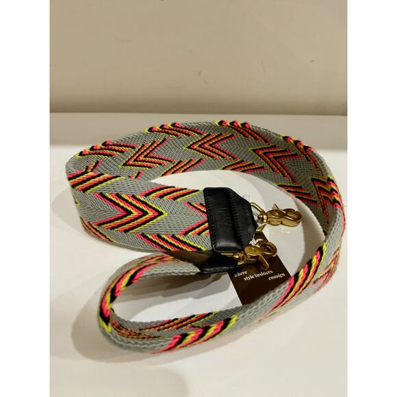 Salt The Classic Handwoven Chevron Striped Bag Strap Gray/Pink/Yellow - Picture 1 of 4